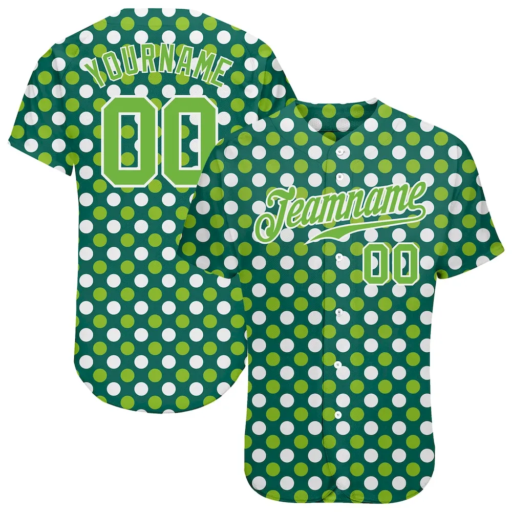 kelly_green_0202.webp Custom Kelly Green Neon Green-White 3D Pattern Design Authentic St. Patrick's Day Baseball Jersey - Image 1